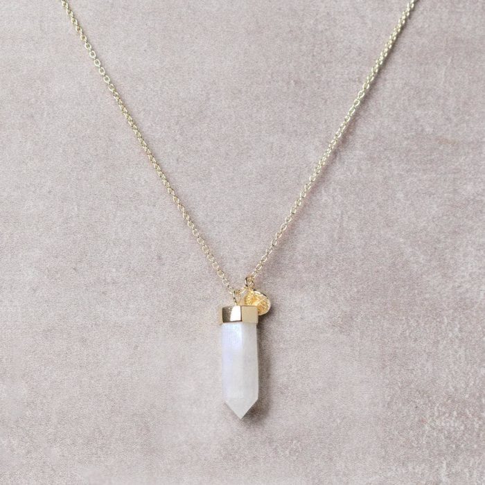 Rainbow Moonstone Crystal Point Necklace - Image 7