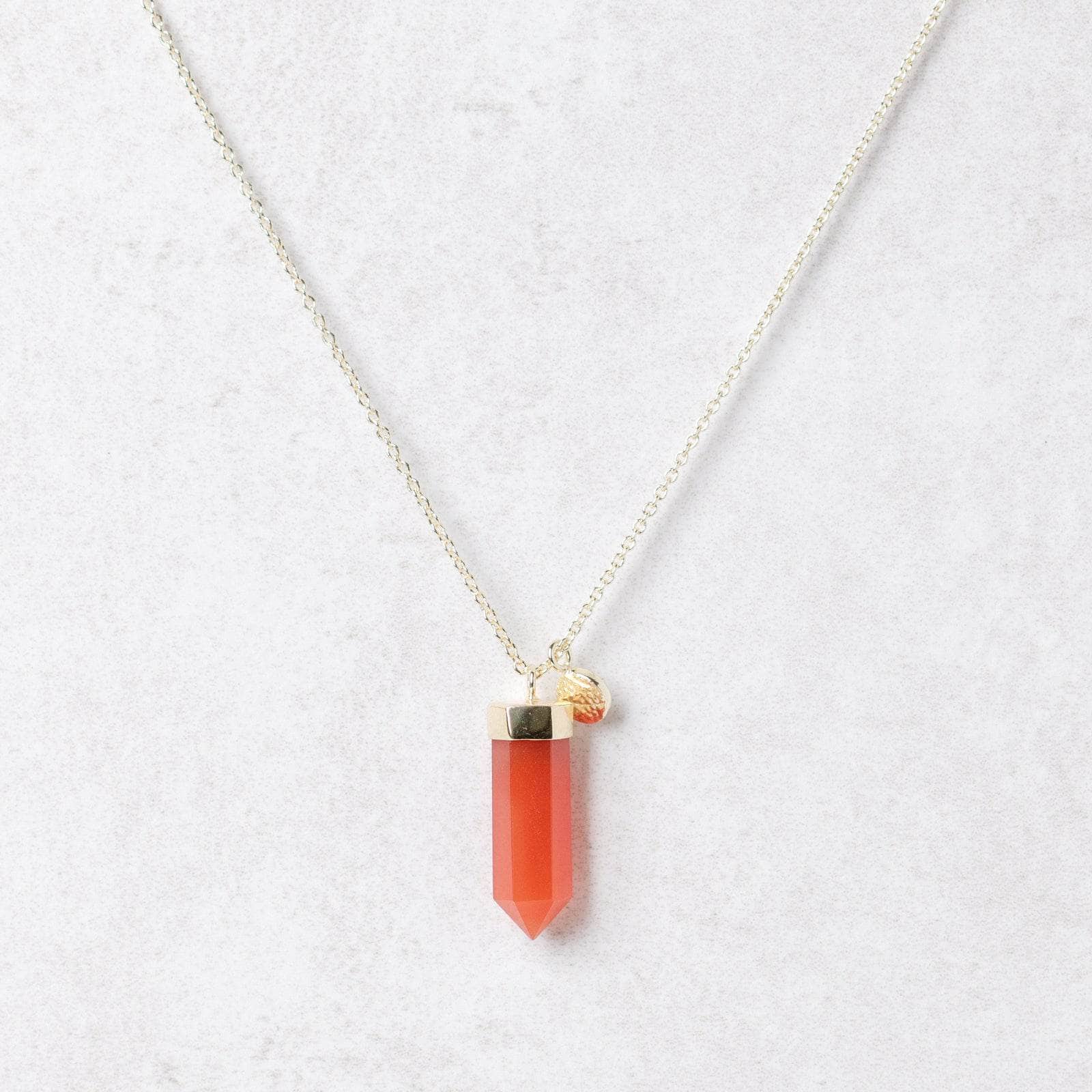 GoldLarge3 Carnelian Crystal Point Necklace - Image 3