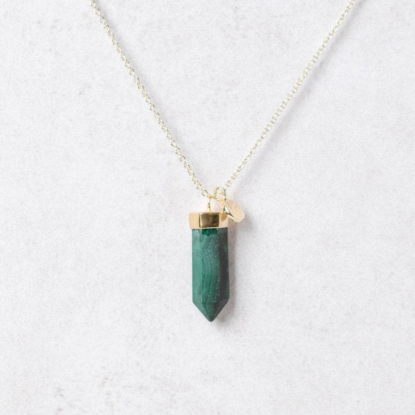 GoldLarge_bbd578fd-2ef1-4251-abce-895a850f8b5c Genuine Malachite Crystal Point Necklace - Image 3