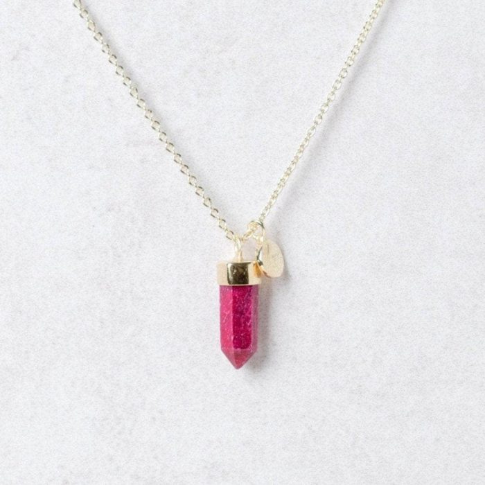 Delicate Ruby Crystal Point Necklace - Image 2