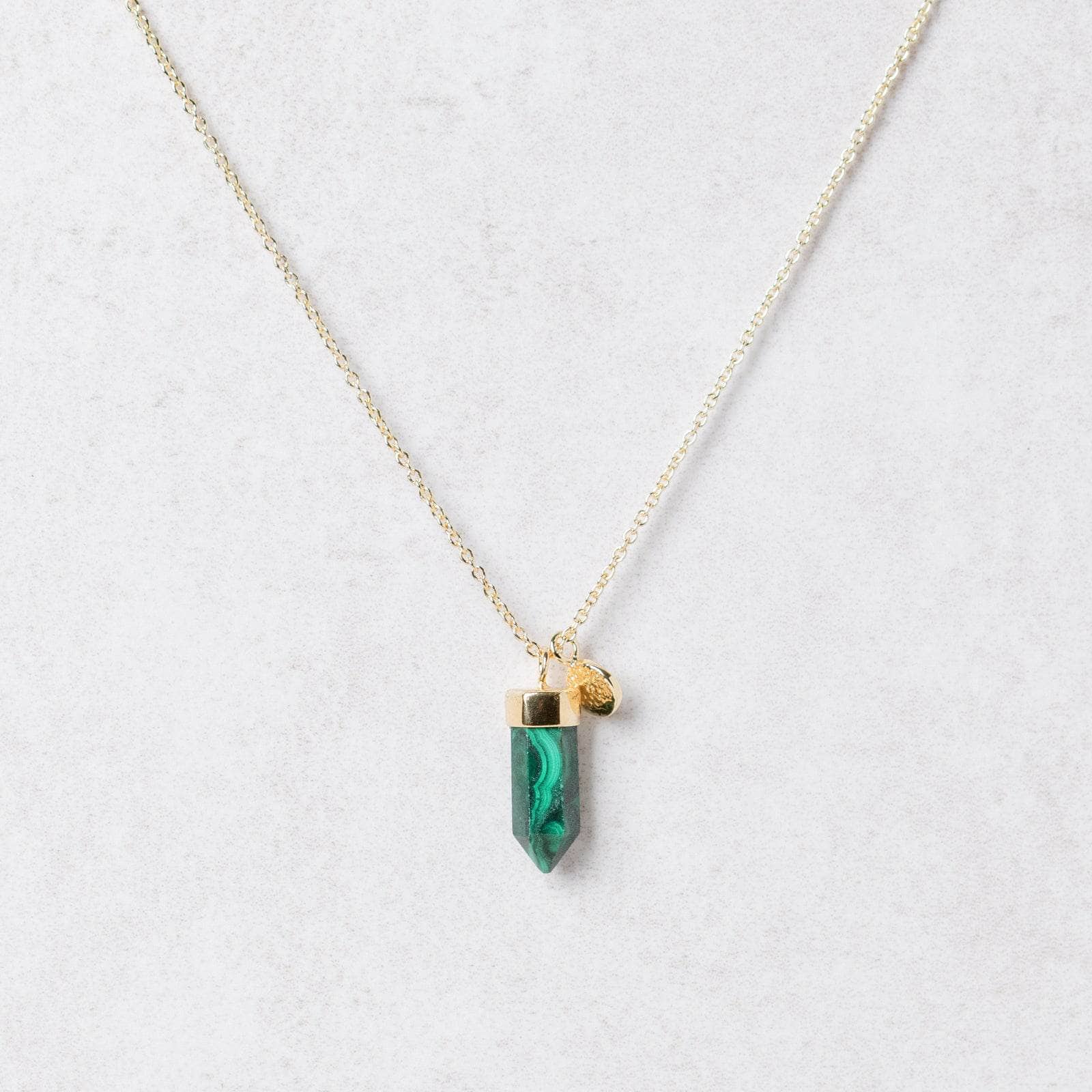 Gold_Small_212ebfd3-6ae9-40dd-bb9f-ea3165e434ed Delicate Genuine Malachite Crystal Point Necklace - Image 5