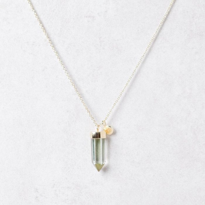 Green Amethyst Crystal Point Necklace - Image 3