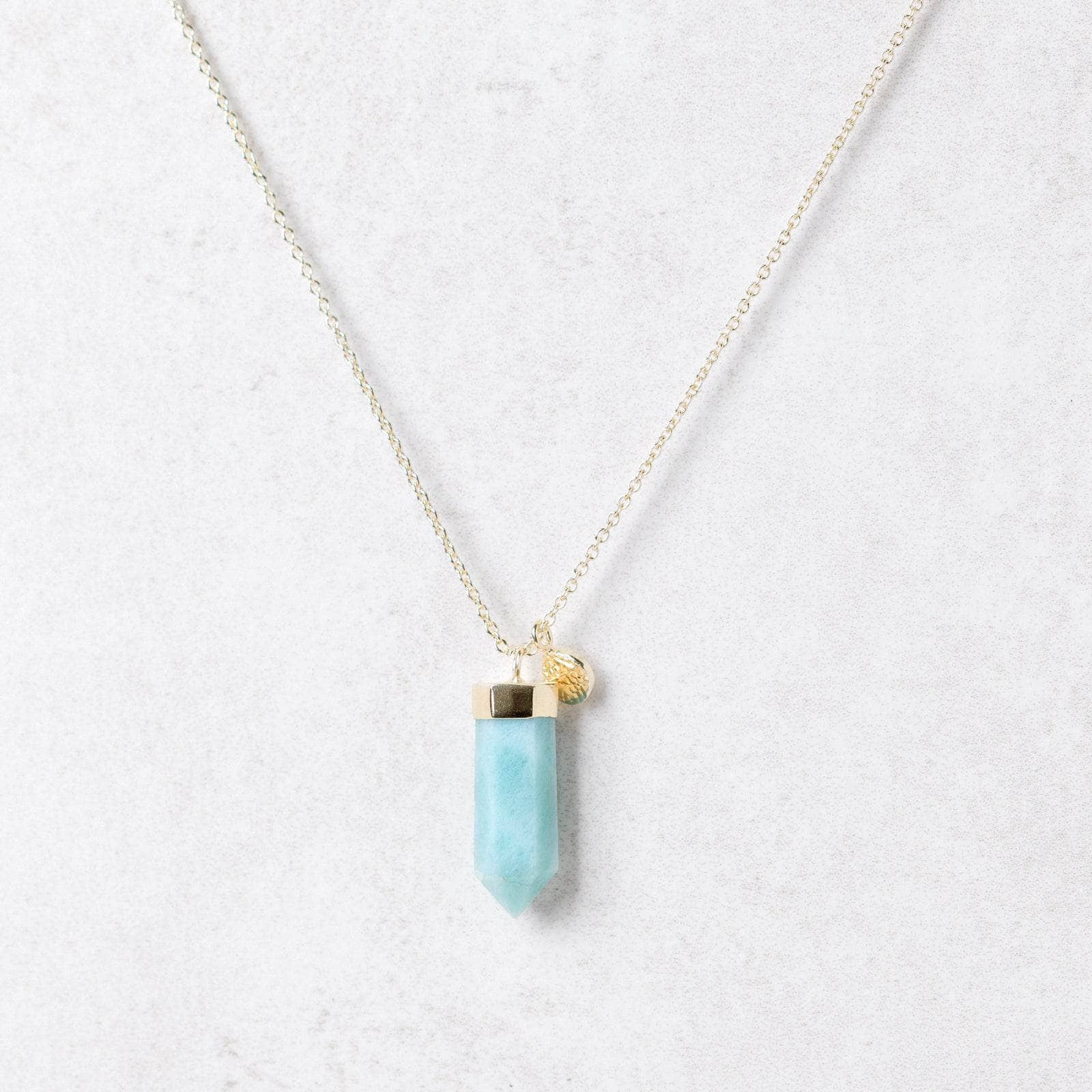 Gold_large_6bfe78e6-2239-4853-a36a-a24bf4b43396 Rare Genuine Larimar Crystal Point Necklace - Image 7