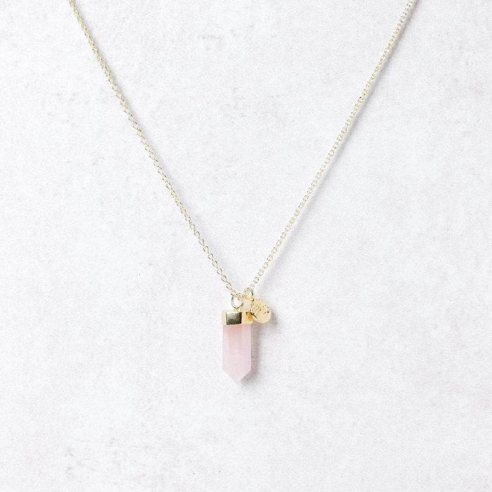 Delicate Rose Quartz Crystal Point Necklace - Image 7