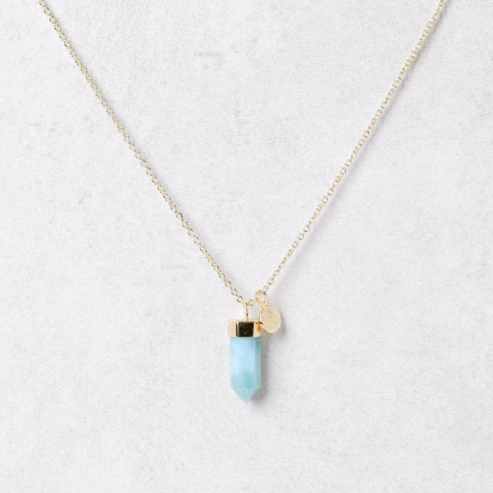 Delicate Rare Genuine Larimar Crystal Point Necklace - Image 7