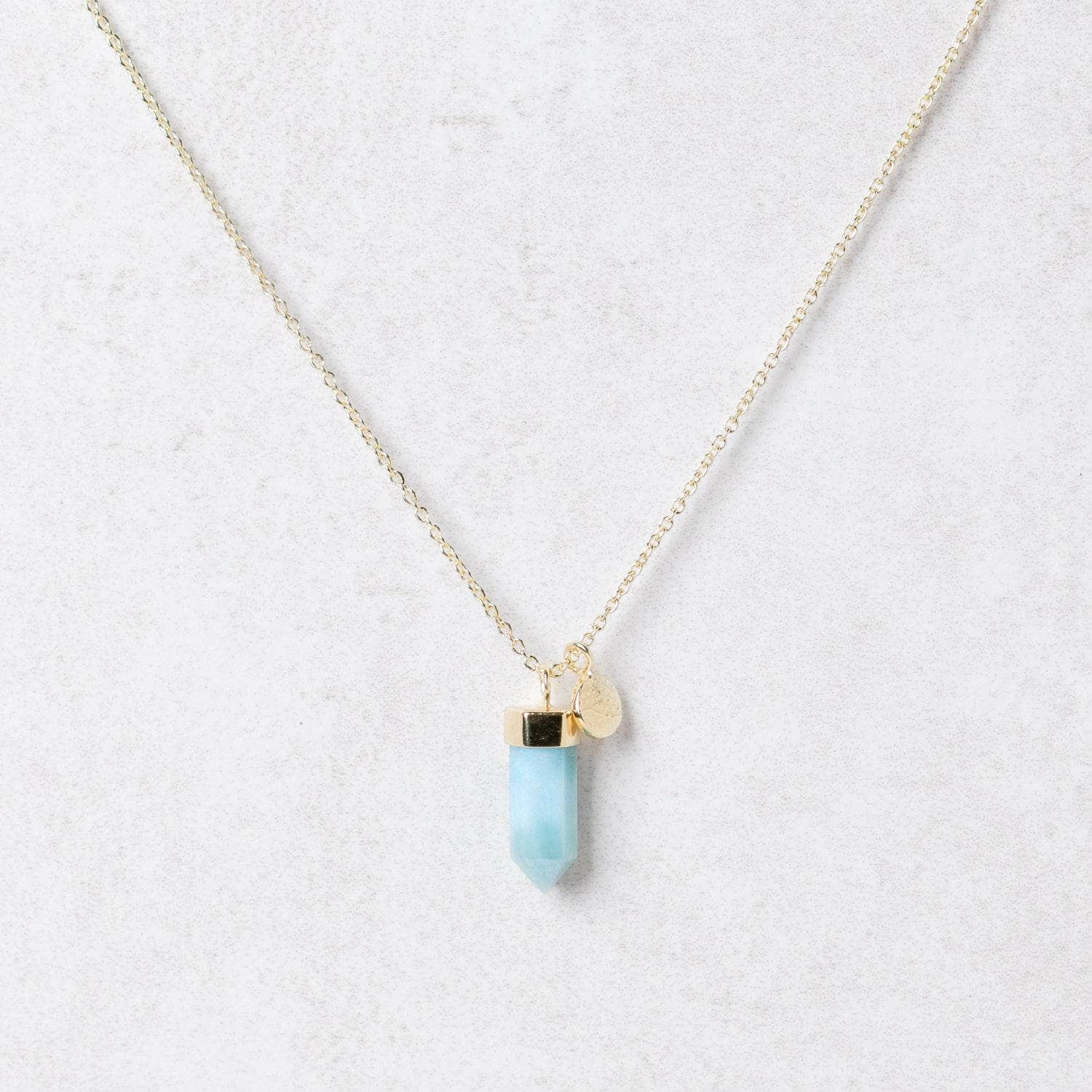 Gold_small4 Delicate Rare Genuine Larimar Crystal Point Necklace - Image 7