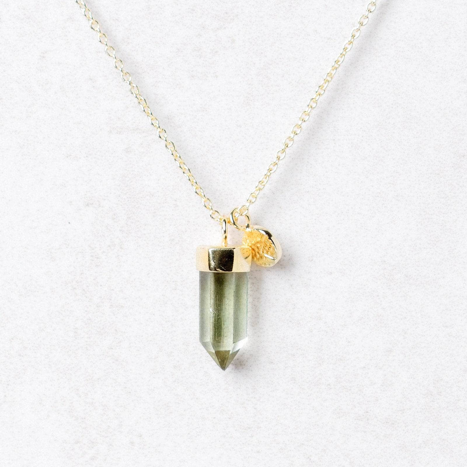 Gold_small5 Delicate Green Amethyst Crystal Point Necklace - Image 6