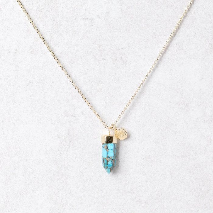 Delicate Genuine Turquoise Crystal Point Necklace - Image 8