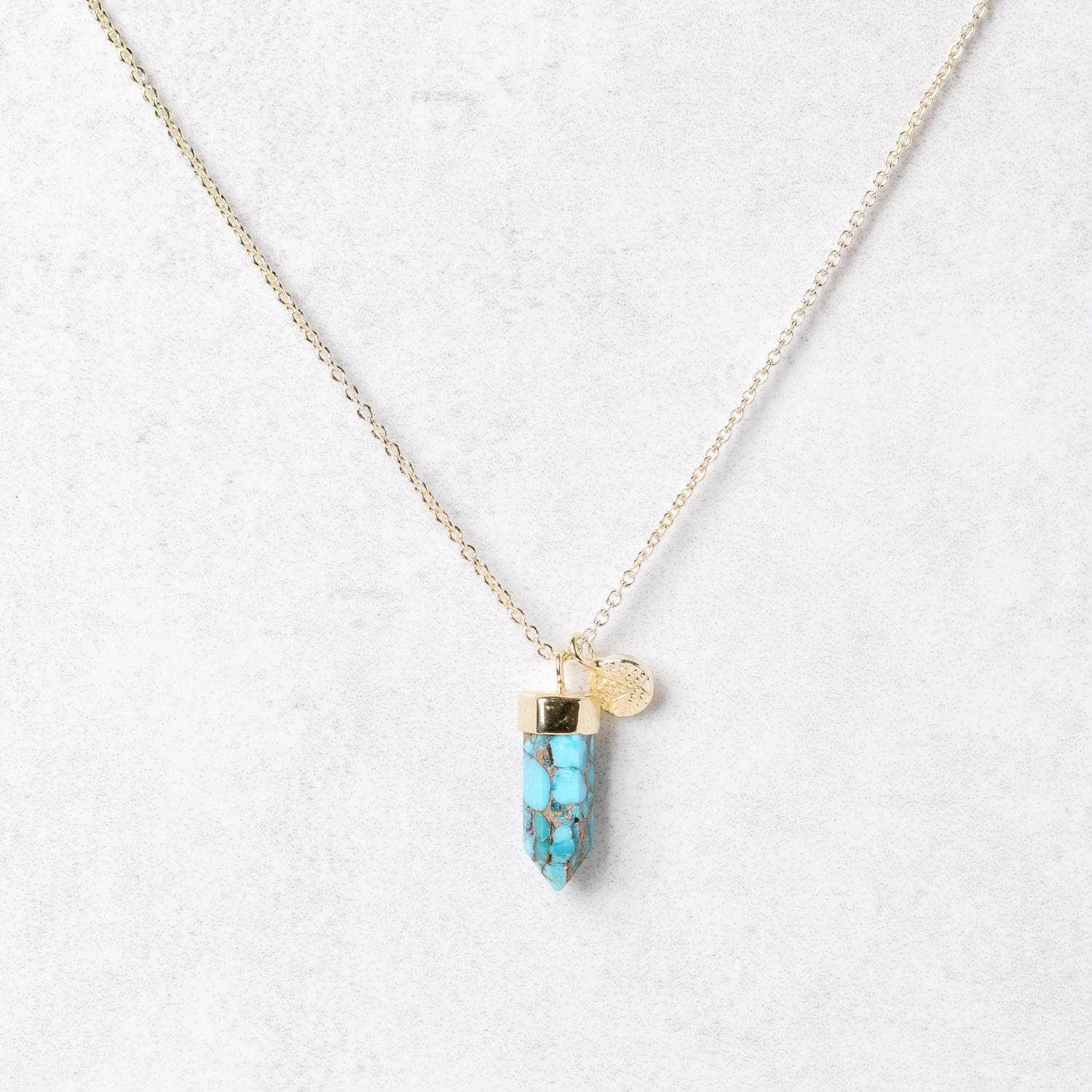 Gold_small7 Delicate Genuine Turquoise Crystal Point Necklace - Image 8