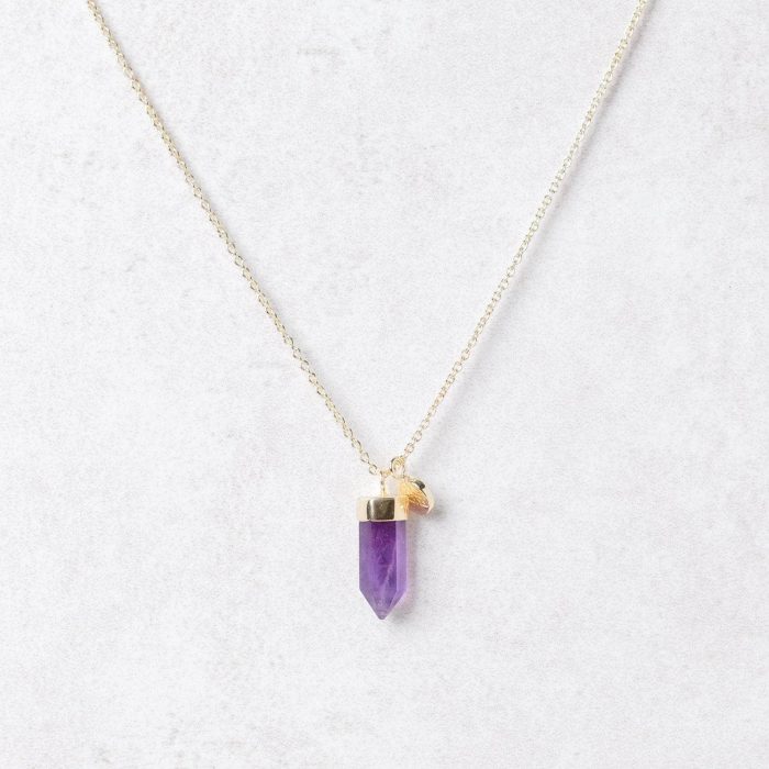 Delicate Amethyst Crystal Point Necklace - Image 7