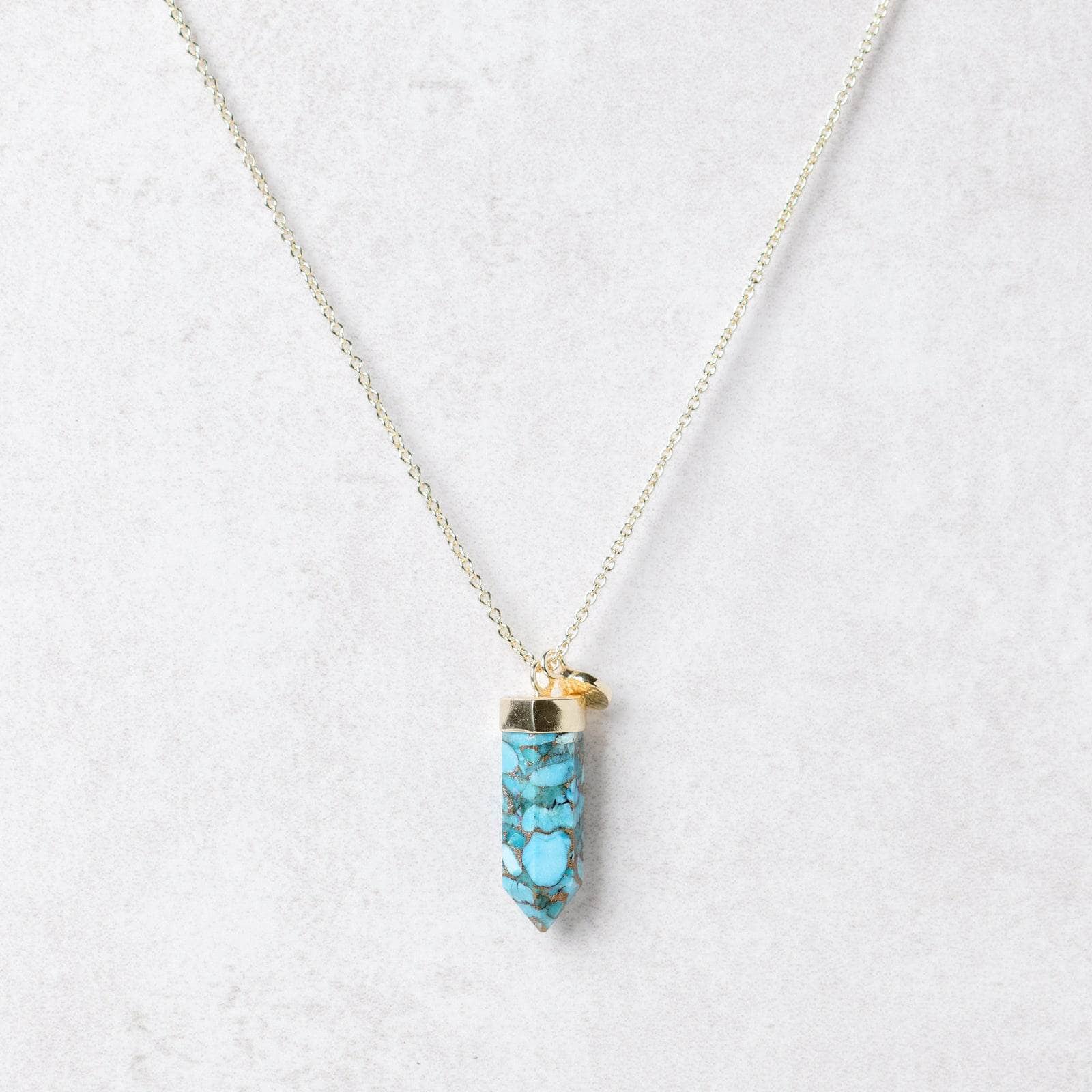 Goldlarge7 Genuine Turquoise Crystal Point Necklace - Image 3