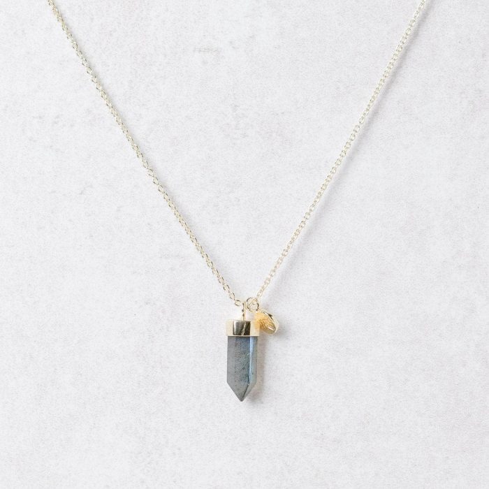 Delicate Labradorite Crystal Point Necklace - Image 3