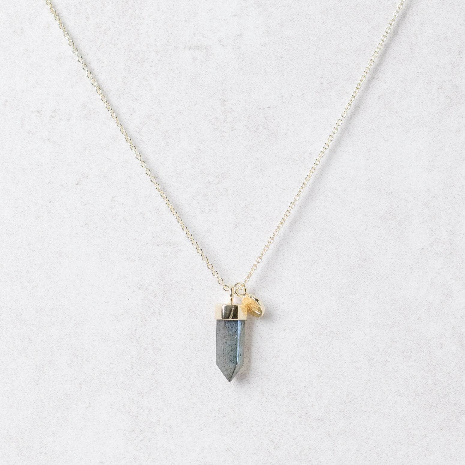 Goldsmall2 Delicate Labradorite Crystal Point Necklace - Image 3