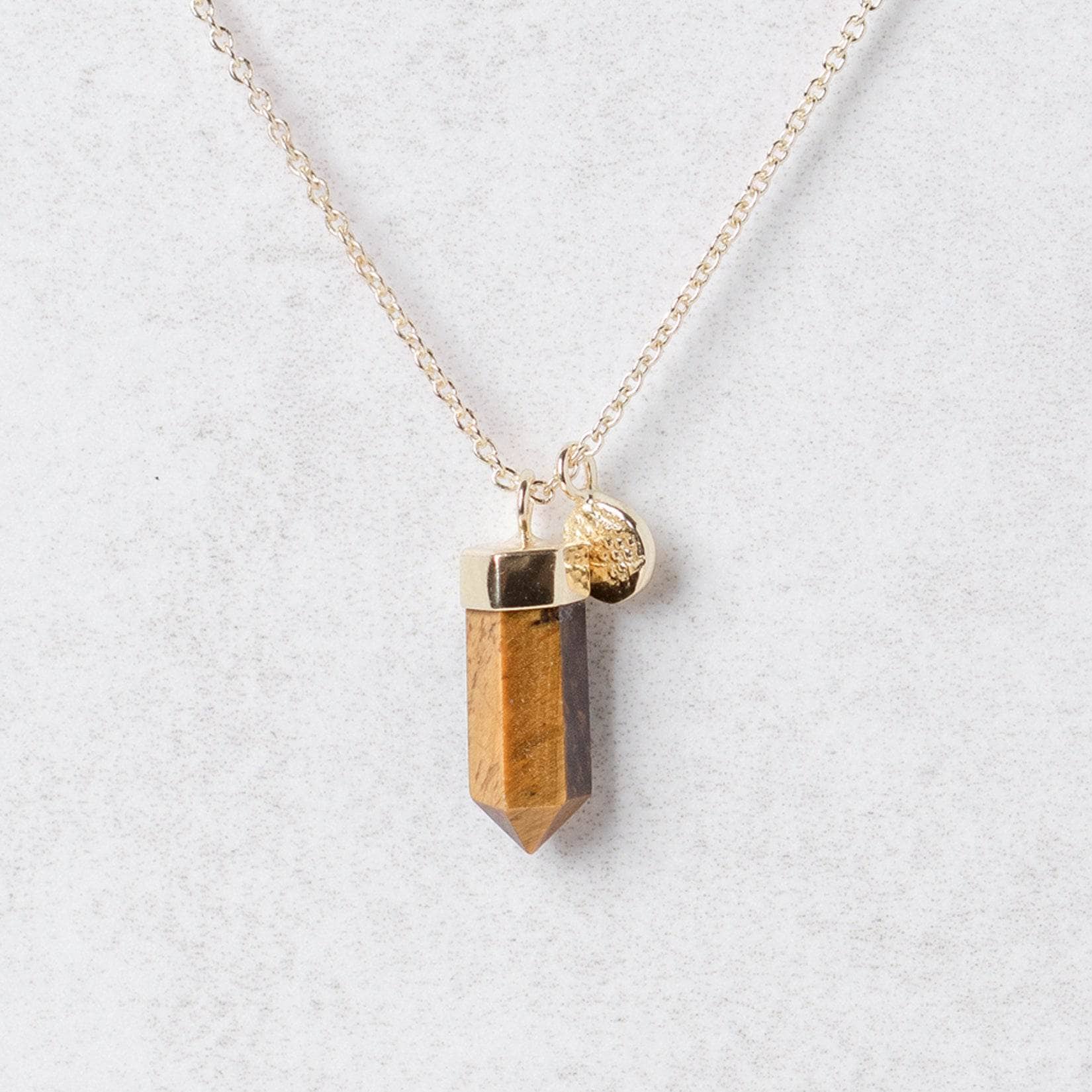 Goldsmall22 Delicate Tiger Eye Crystal Point Necklace - Image 2