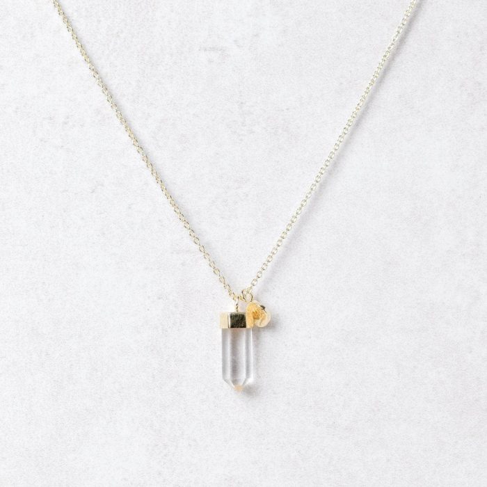 Delicate Clear Quartz Crystal Point Necklace - Image 3
