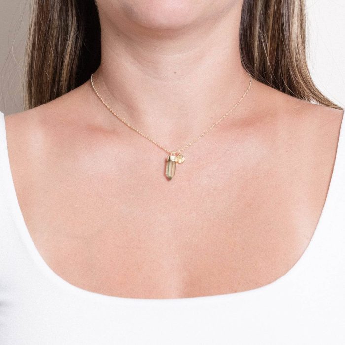 Delicate Green Amethyst Crystal Point Necklace - Image 5