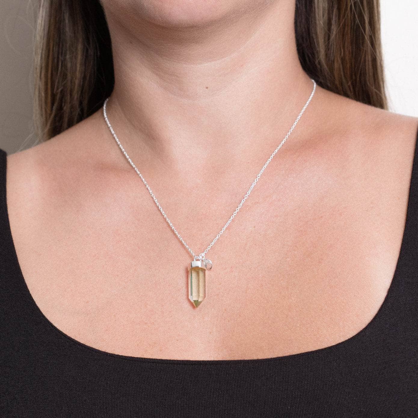 Green_Ameth-Silver-Large Green Amethyst Crystal Point Necklace - Image 5
