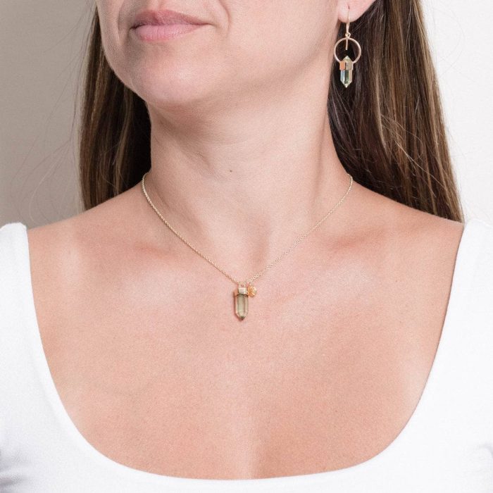Delicate Green Amethyst Crystal Point Necklace - Image 8