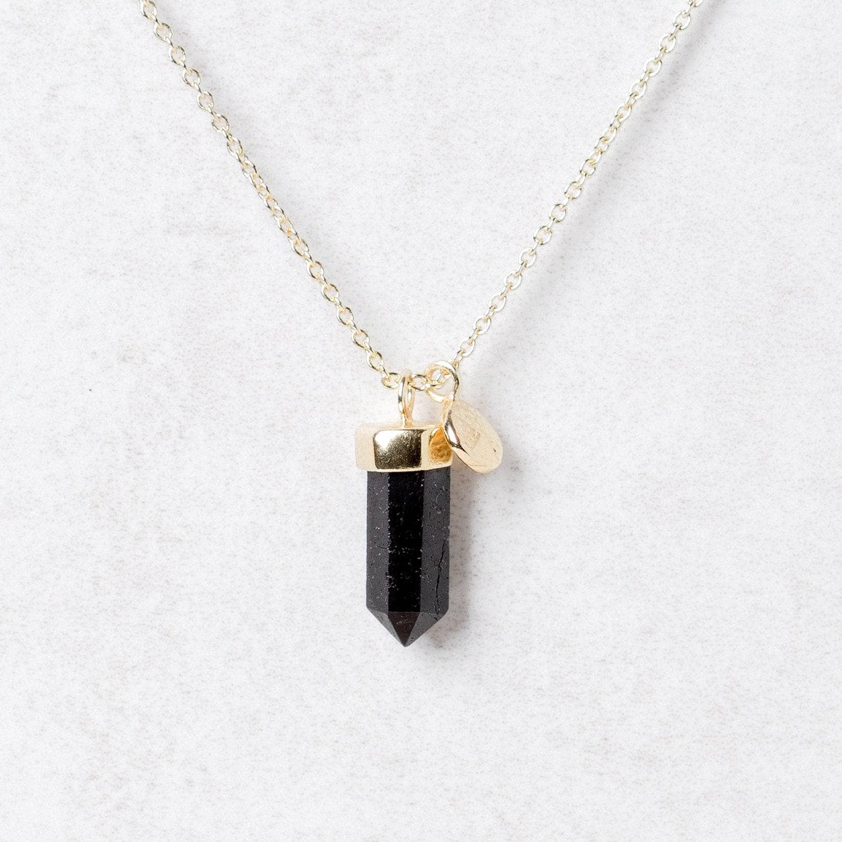 Gsmall6 Delicate Black Tourmaline Crystal Point Necklace - Image 2