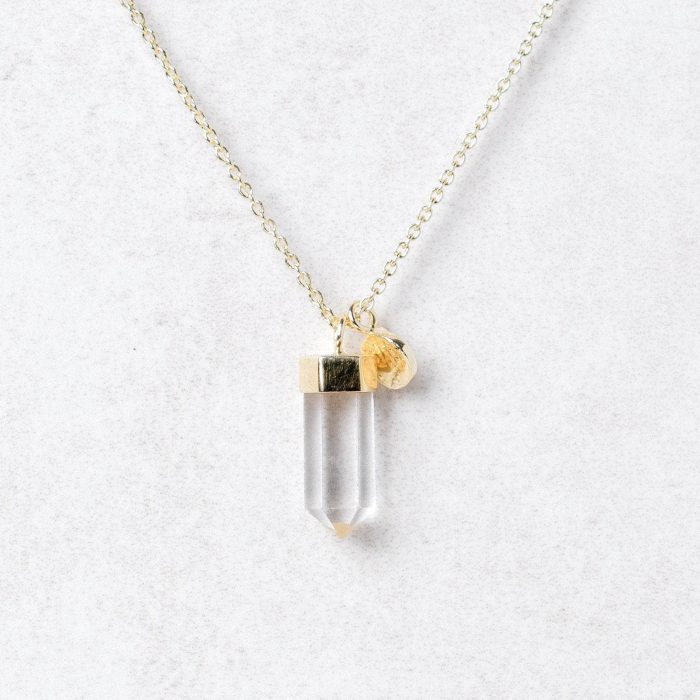 Delicate Clear Quartz Crystal Point Necklace - Image 2
