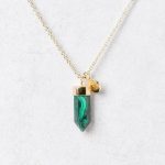 Delicate Genuine Malachite Crystal Point Necklace - Image 2