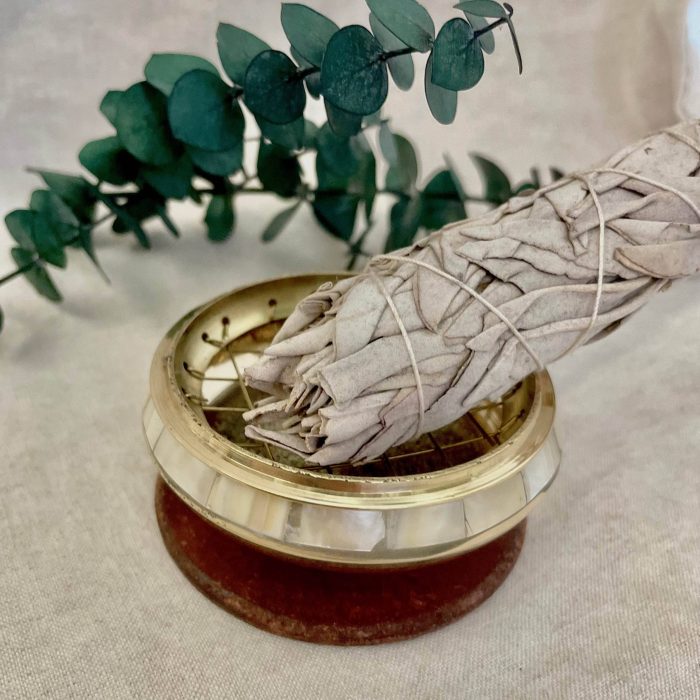 Brass Mother of Pearl Charcoal & Smudge Burner Kit - Image 2