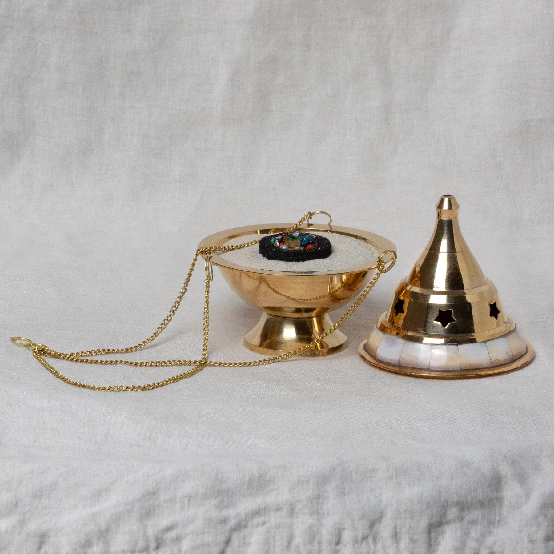 Item-17415 Brass Mother of Pearl Charcoal & Smudge Burner Kit - Image 12