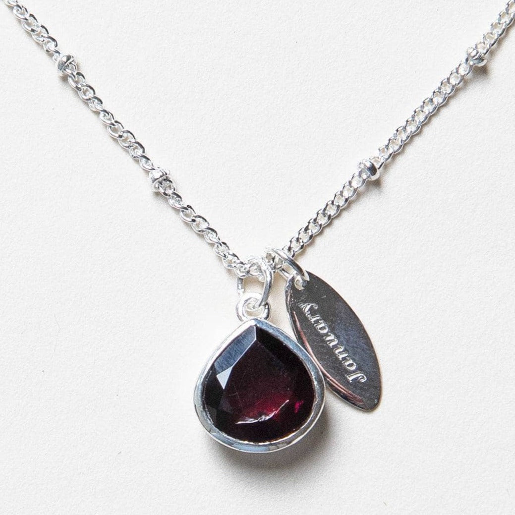 JAN_DETAIL January Garnet Birthstone Necklace - Image 1
