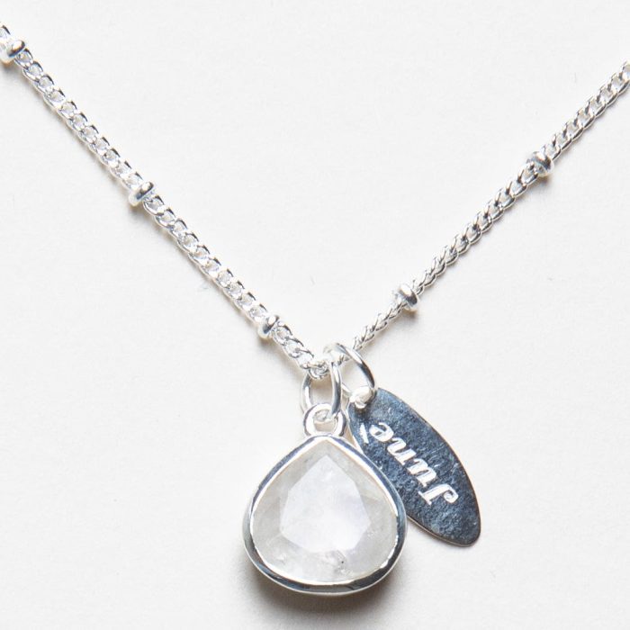 June Rainbow Moonstone Birthstone Necklace - Image 5