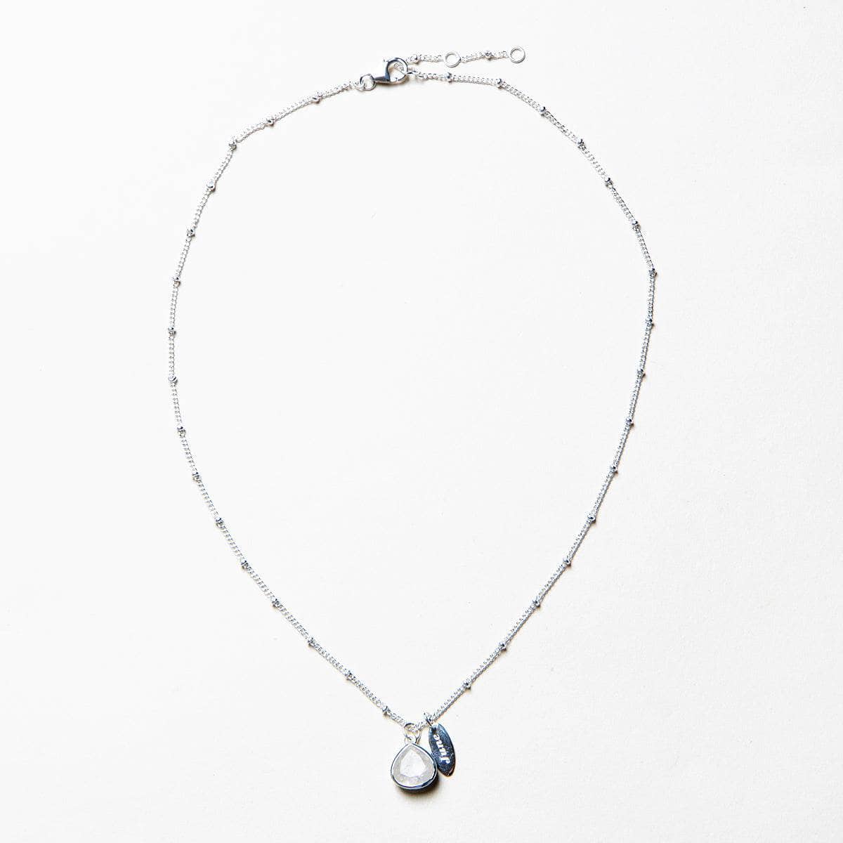 JUNE_FULL_SHOT_fe3f51fc-5580-4359-97c8-5a454645e8be June Rainbow Moonstone Birthstone Necklace - Image 7