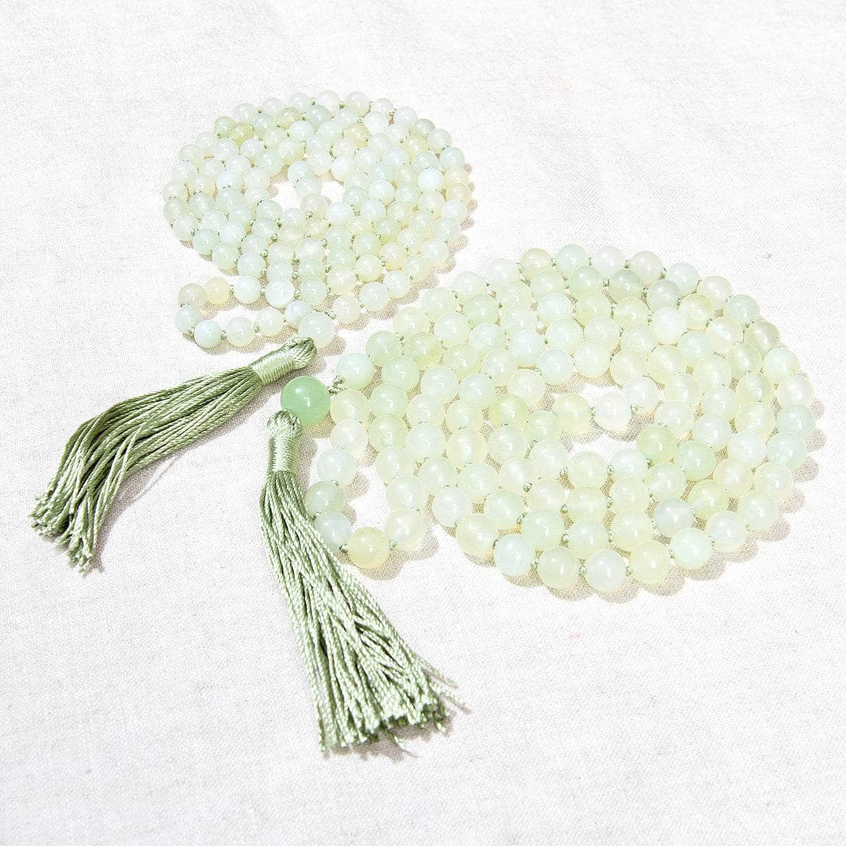 JadeMalaTwill Green Jade Mala - High-Energy Gemstones - Image 1