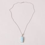Rare Genuine Larimar Rectangle Pendant Necklace - Image 9