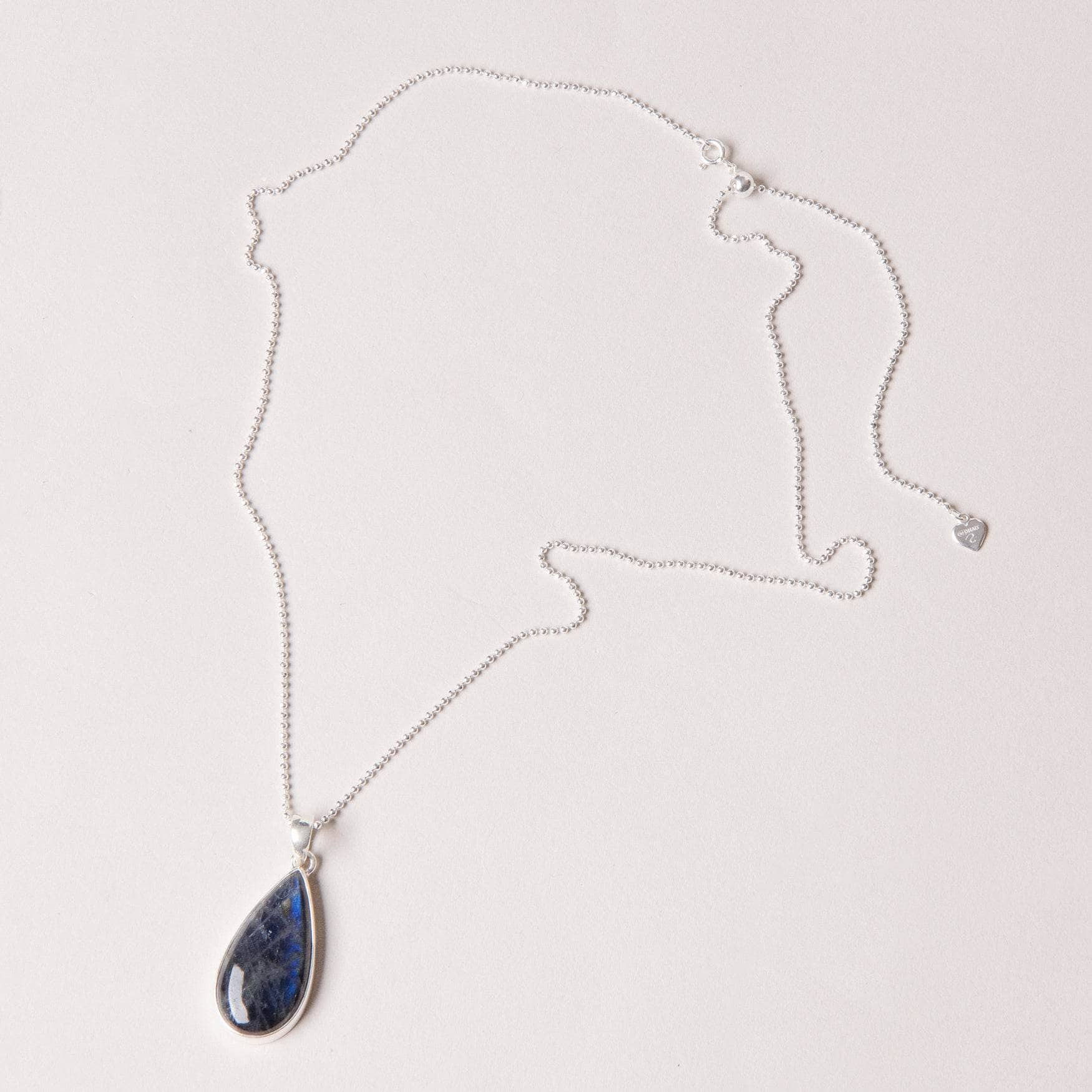 LBD-531_53e2305a-9fc8-45e0-9a84-2fcb19903970 Genuine Labradorite Teardrop Pendant Necklace - Image 10