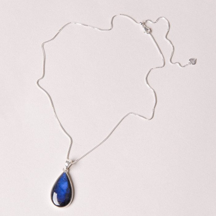Genuine Labradorite Teardrop Pendant Necklace - Image 15
