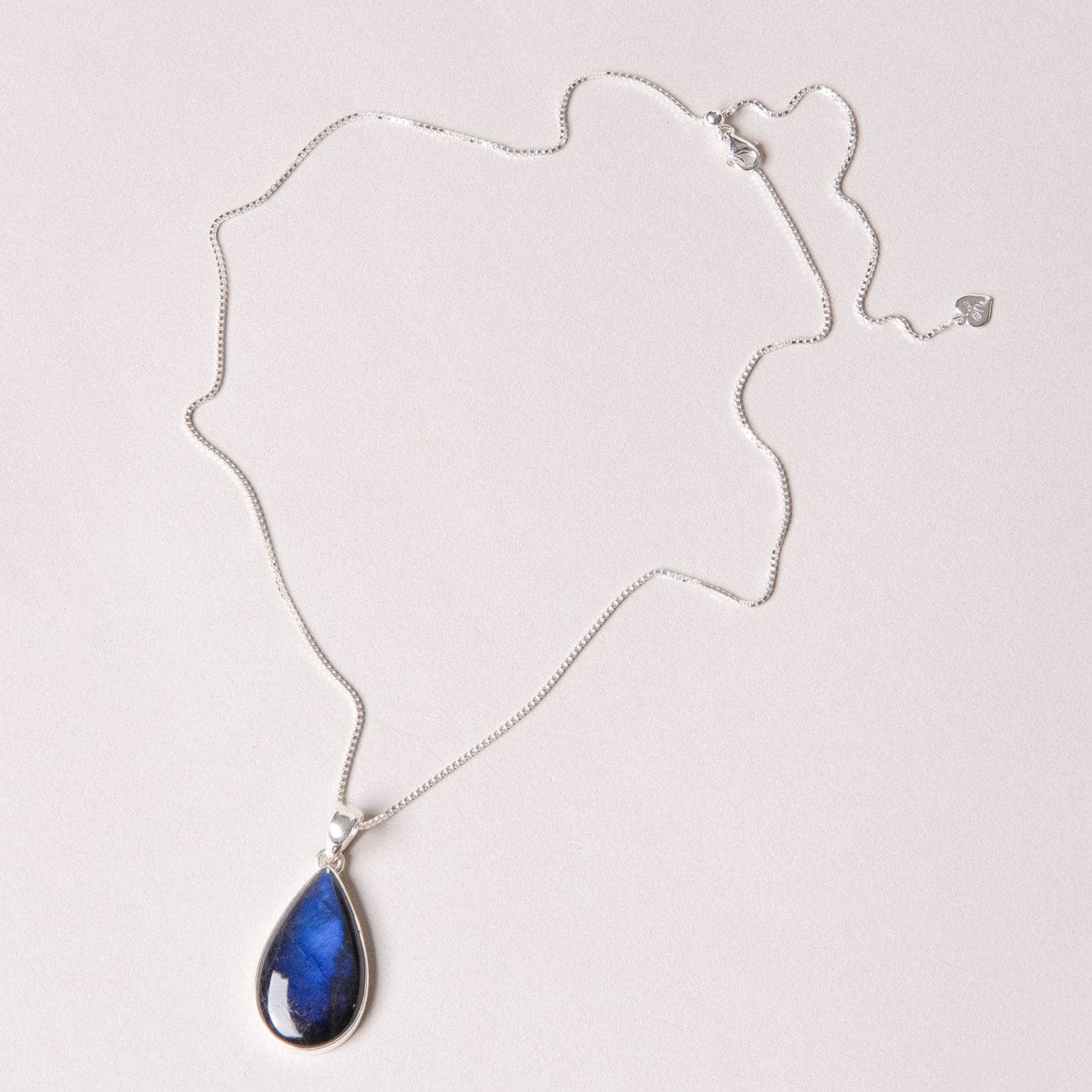 LBD-553 Genuine Labradorite Teardrop Pendant Necklace - Image 15