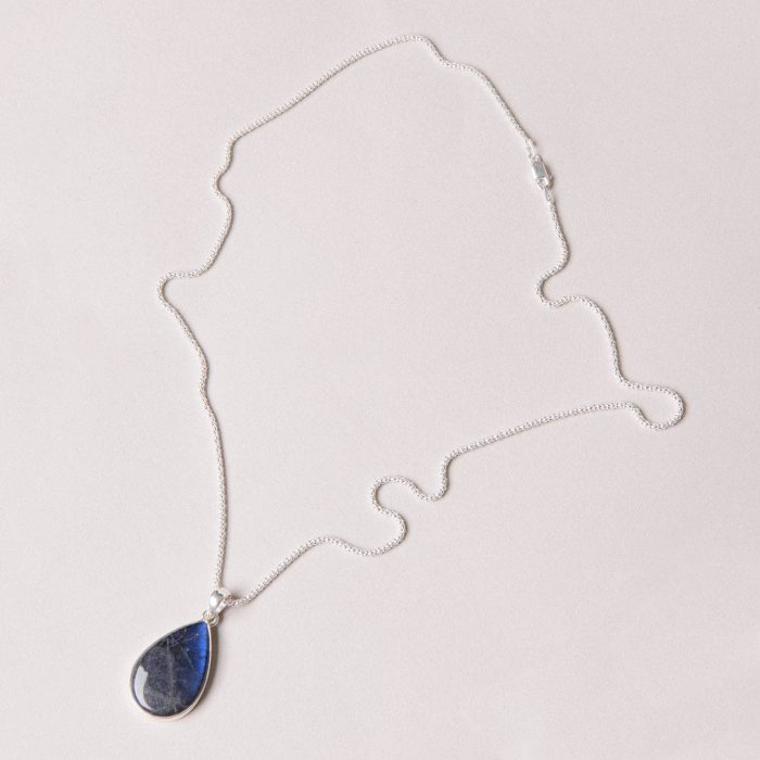 Genuine Labradorite Teardrop Pendant Necklace - Image 20