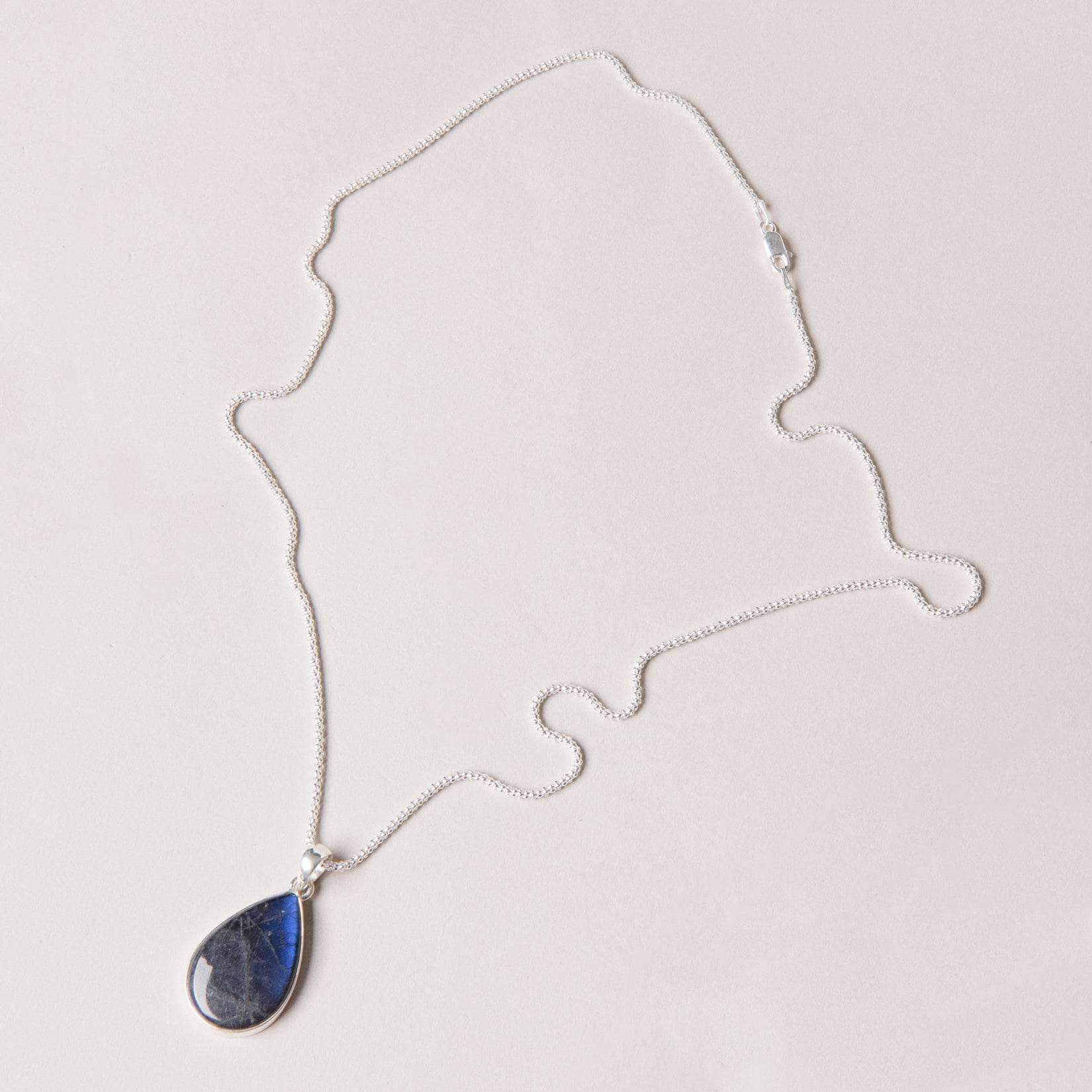 LBD-555 Genuine Labradorite Teardrop Pendant Necklace - Image 20