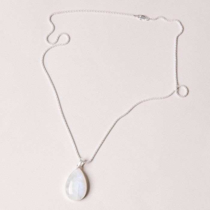 Rainbow Moonstone Teardrop Pendant Necklace - Image 10