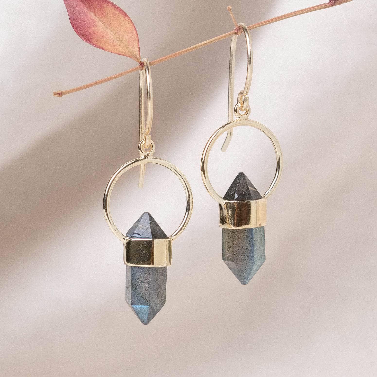 Labradorite Labradorite Crystal Point Earrings - Image 1