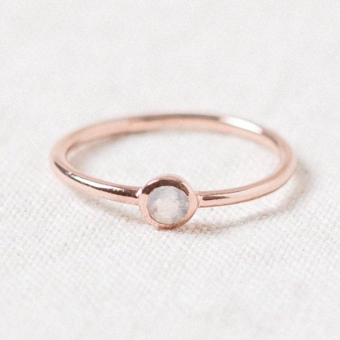Rainbow Moonstone Silver, Gold or Rose Gold Ring - Image 5