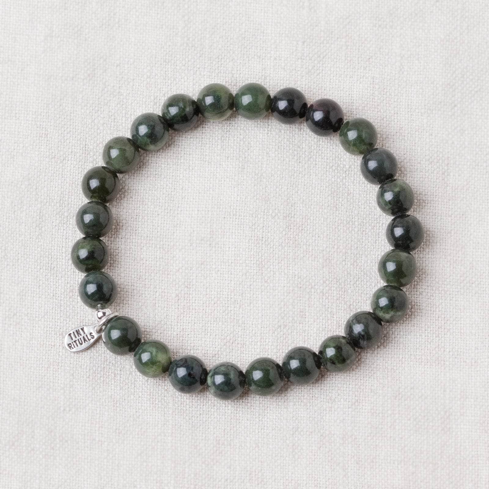 Nephrite-Jade Black/Green Nephrite Jade Energy Bracelet - 6mm - Image 2