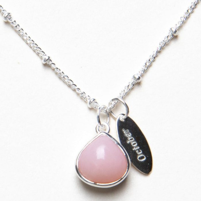 October Pink Opal Birthstone Necklace - Image 5