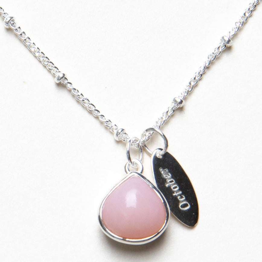 OCT_DETAIL October Pink Opal Birthstone Necklace - Image 5