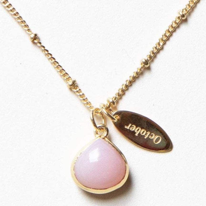 October_detail October Pink Opal Birthstone Necklace - Image 1