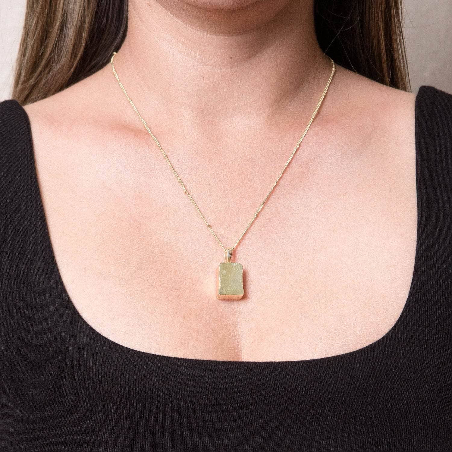 Prehnite-gold Prehnite Raw Crystal Necklace - Image 2