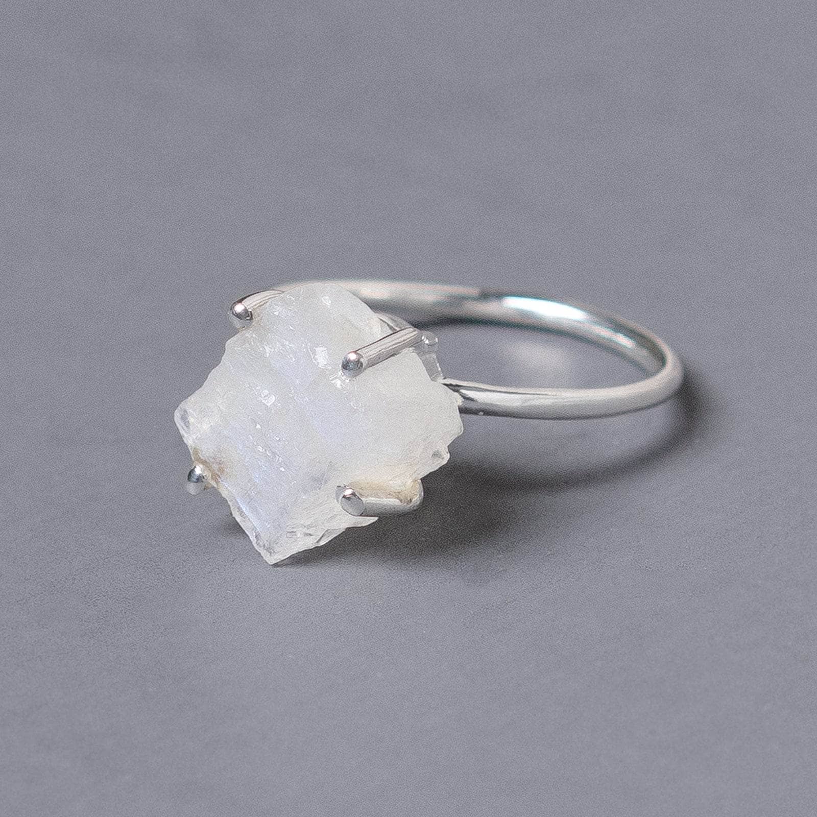 RAINBOWMOONSTONEsilver Rainbow Moonstone Raw Freeform Gold or Silver Ring - Image 6