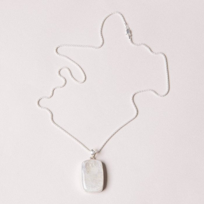 Rainbow Moonstone Rectangle Pendant Necklace - Image 10