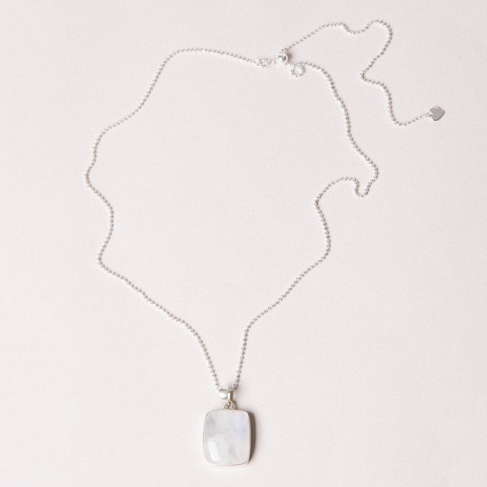 Rainbow Moonstone Square Pendant Necklace - Image 5