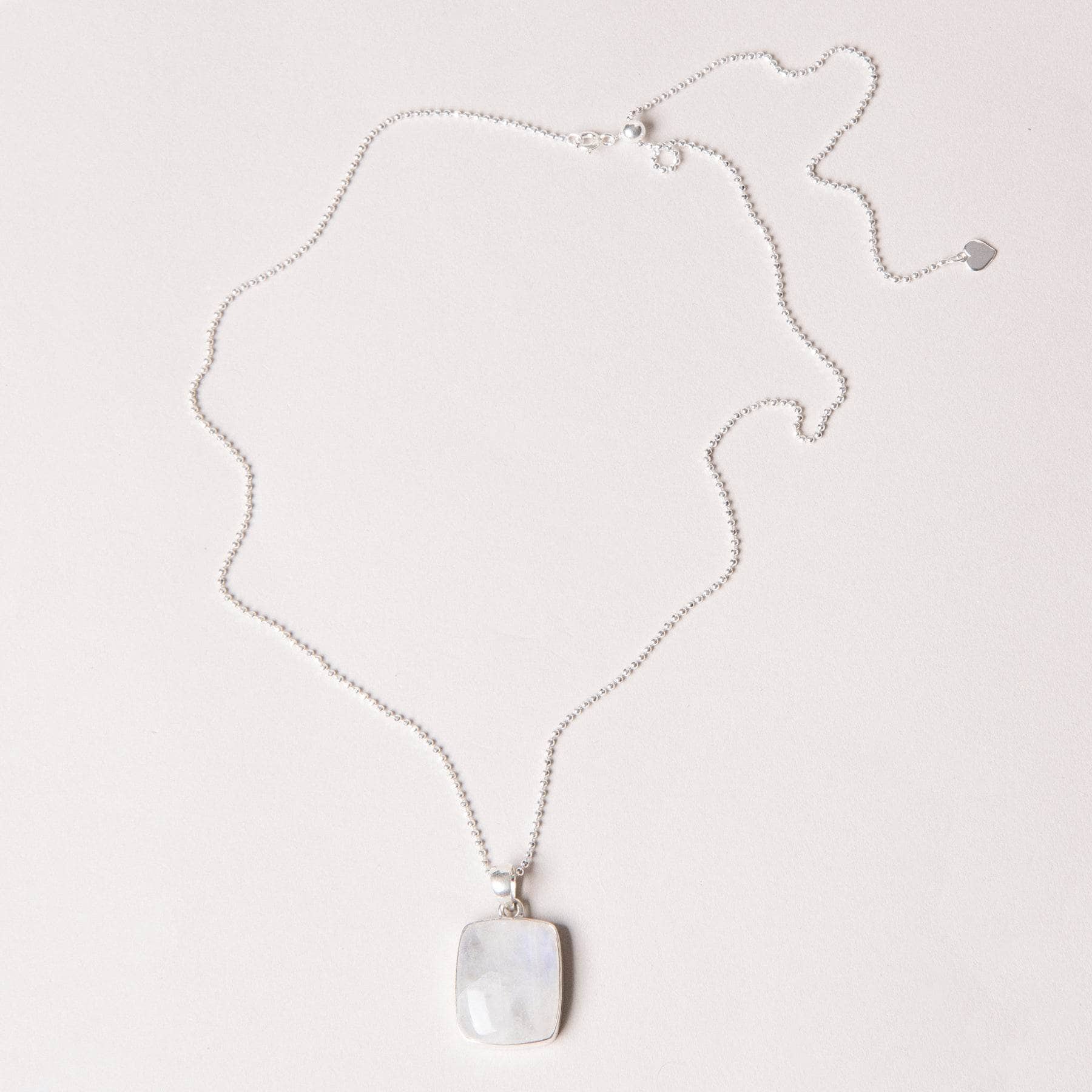 RBM-562 Rainbow Moonstone Square Pendant Necklace - Image 5