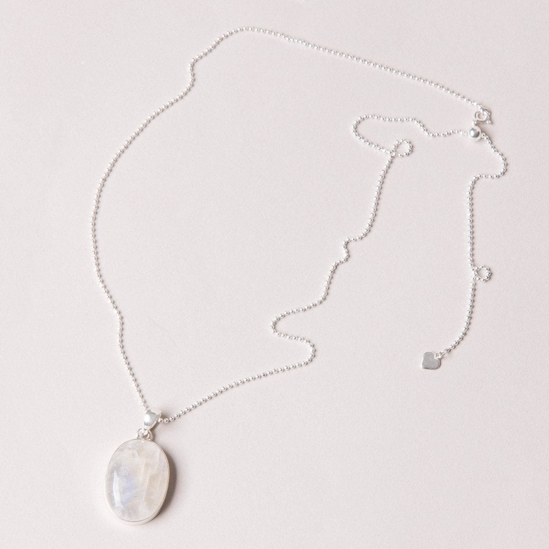 RBM-574 Rainbow Moonstone Oval Pendant Necklace - Image 5
